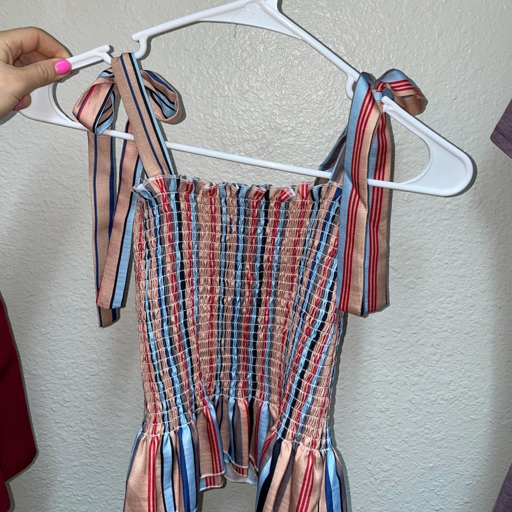 multicolor bow sleeve tank top